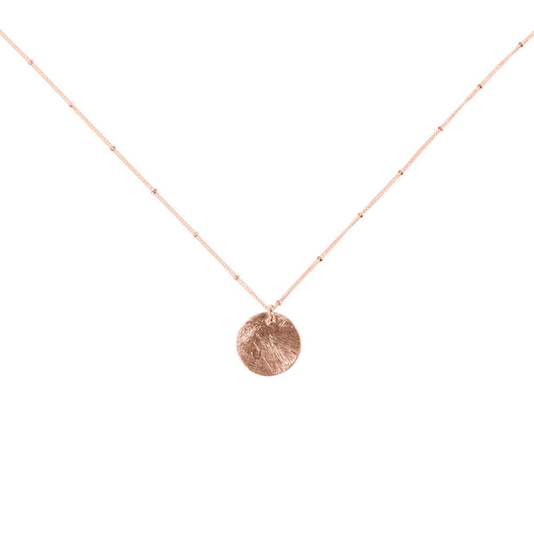 Brushed Disc on Ball Chain Necklace - Rosegold / Tiny Disc - Necklaces - Ofina