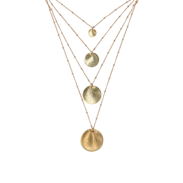 Brushed Disc on Ball Chain Necklace - - Necklaces - Ofina