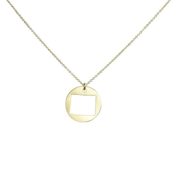 SALE - State Outline Necklace - Gold / WY - Necklaces - Ofina