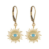 Leverback Stone Eye Earrings - Blue / Gold - Earrings - Ofina