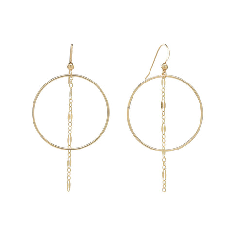 Hoop Dangle Chain Earrings - Gold - Earrings - Ofina