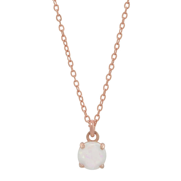 10k Round Prong Opal Necklace - Rose Gold - Necklaces - Ofina