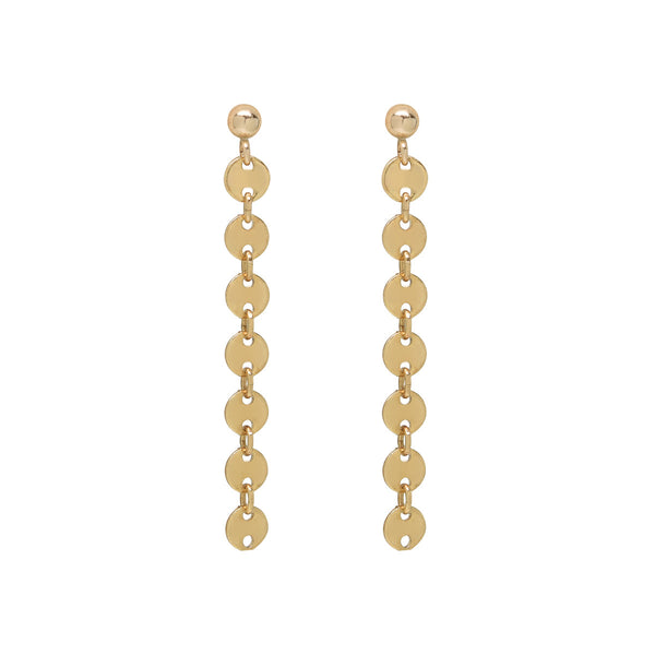 Tiny Disc Drop Earrings - Gold - Earrings - Ofina