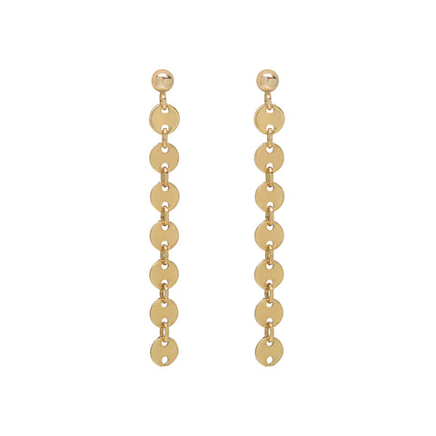 Tiny Disc Drop Earrings - Gold - Earrings - Ofina