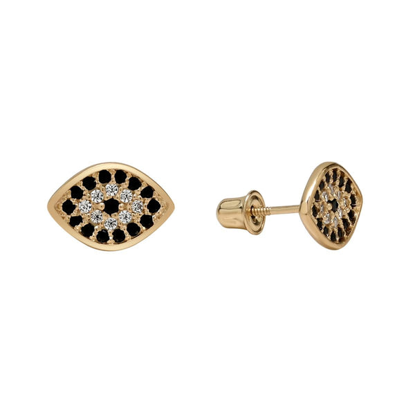 10k Solid Gold Black CZ Eye Studs -  - Earrings - Ofina