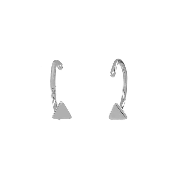 Triangle Open Huggies - Silver - Earrings - Ofina
