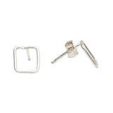 Rectangle Wirewrapped Studs - Silver - Earrings - Ofina