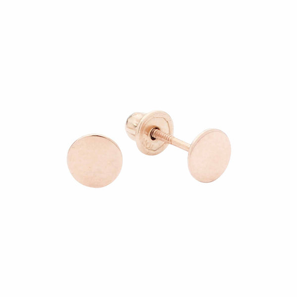 10k Solid Gold Tiny Circle Studs - 4mm / Rose Gold - Earrings - Ofina