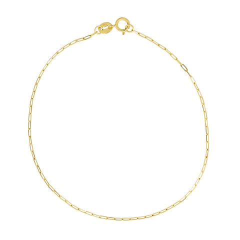 14k Solid Gold Thin Paperclip Bracelet -  - Bracelets - Ofina