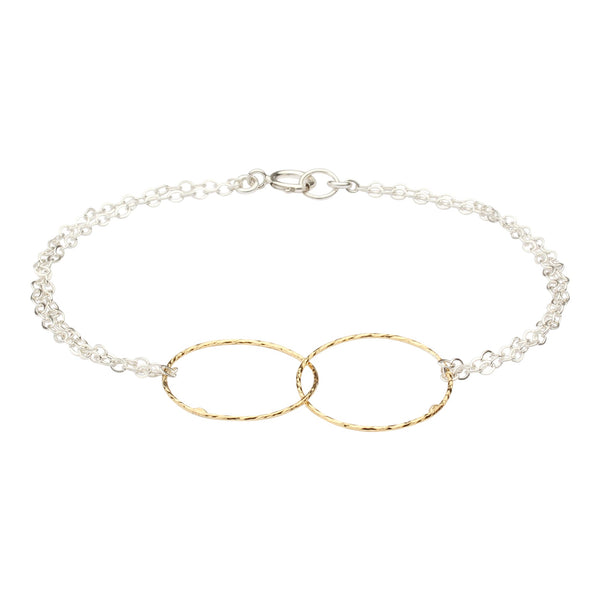 SALE - 2-Tone Double Diamond Cut Circles Bracelet - Gold/Silver - Bracelets - Ofina