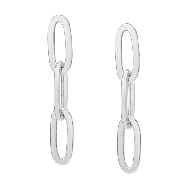 Thick Triple Paperclip Studs - Silver - Earrings - Ofina