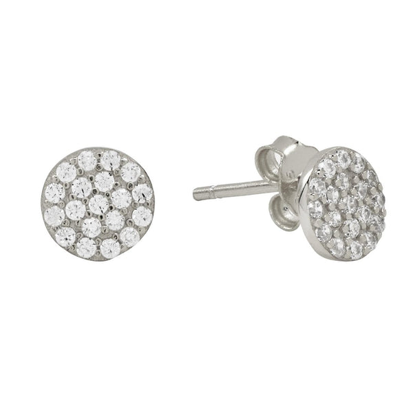 CZ Circle Pave Studs - Small / Silver - Earrings - Ofina
