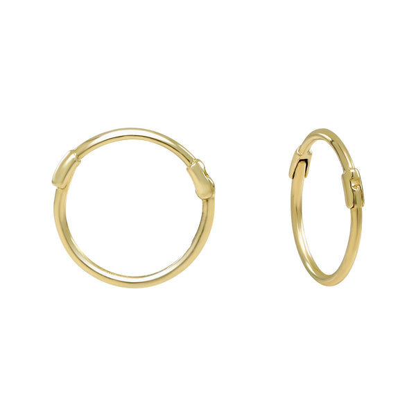 10k Solid Gold Thin Huggies - 13mm - Sold Individually / Yellow Gold - Earrings - Ofina
