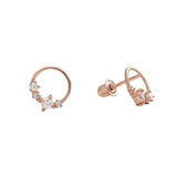 10k Solid Gold CZ Wreath Studs - Rose Gold - Earrings - Ofina