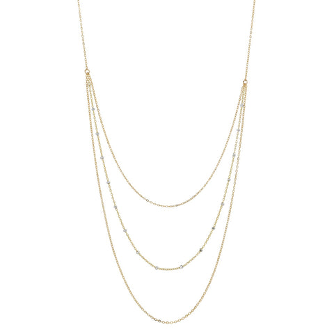 Triple Layer 2-Tone Ball Chain Necklace - Silver Gold / 21" - Necklaces - Ofina