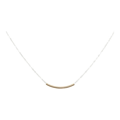SALE - 2-Tone Curved Tube Necklaces - Short / Gold/Silver - Necklaces - Ofina