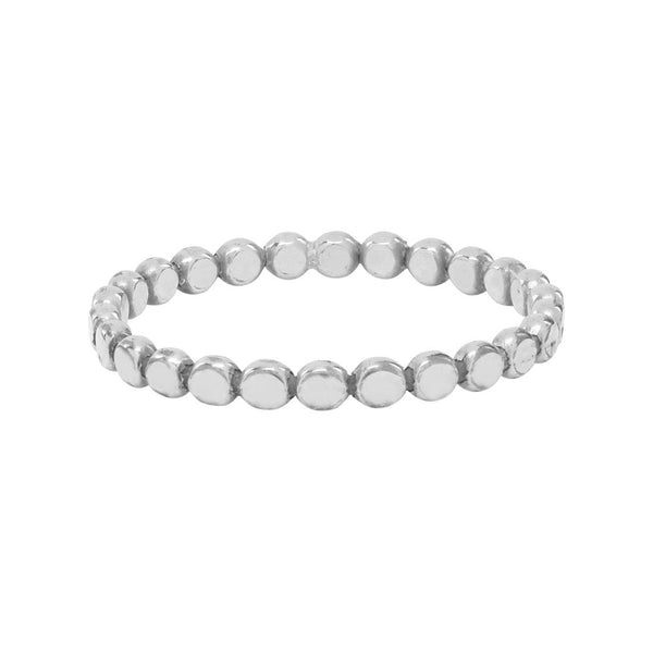 Beaded Stacking Ring - Flat / Silver / 4 - Rings - Ofina