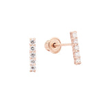 10k Solid Gold CZ Bar Studs - Rose Gold - Earrings - Ofina
