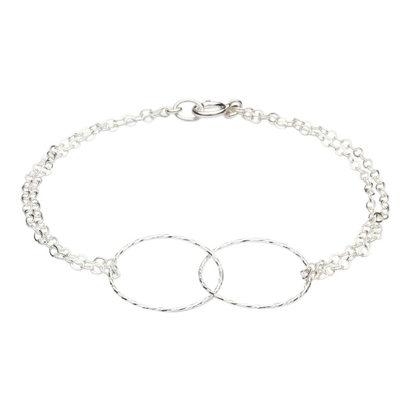 Double Diamond Cut Circles Bracelet - Silver - Bracelets - Ofina