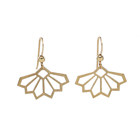 Art Deco Fan Earrings - Gold - Earrings - Ofina