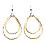 Double Brushed Teardrop Earrings - Gold - Earrings - Ofina