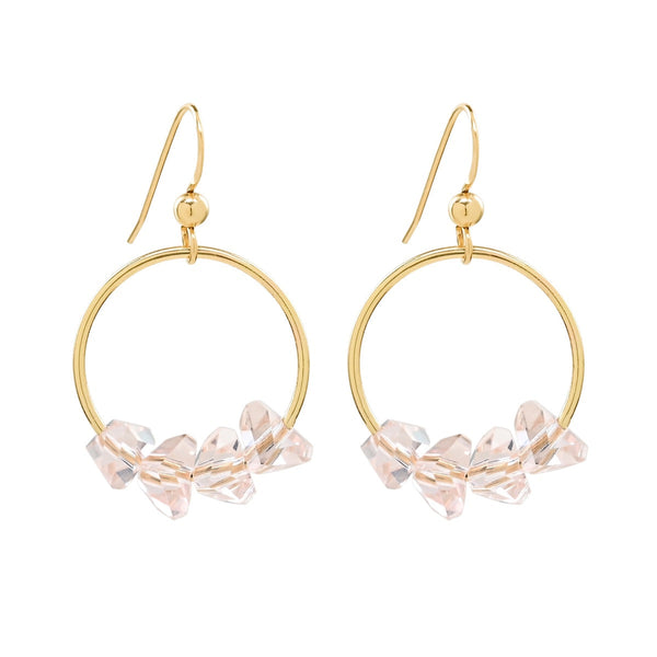Pink Crystal Circle Earrings -  - Earrings - Ofina