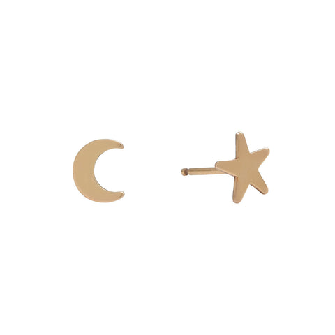 Moon & Star Studs - - Earrings - Ofina