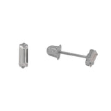 10k Solid Gold Baguette CZ Studs - White Gold - Earrings - Ofina