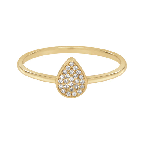14K Teardrop Diamond Ring - Yellow Gold / 5 - Rings - Ofina