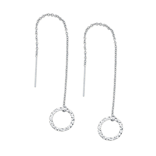 Geometric Ear Threaders (more shapes) - Earrings - Hammered Circle - Hammered Circle / Silver - Azil Boutique