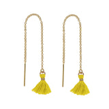 Tassel Ear Threaders - Yellow - Earrings - Ofina
