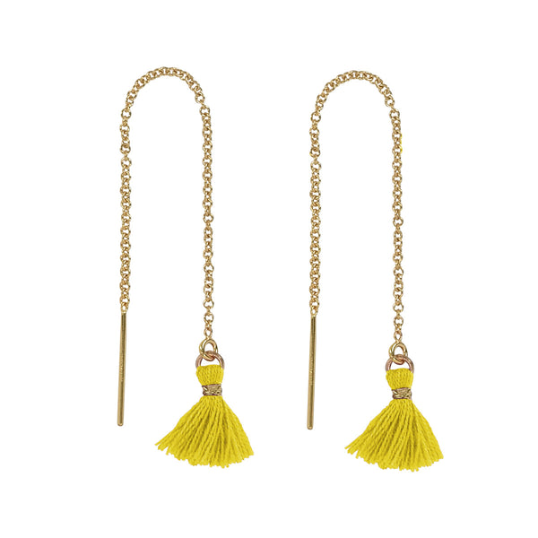Tassel Ear Threaders - Yellow - Earrings - Ofina