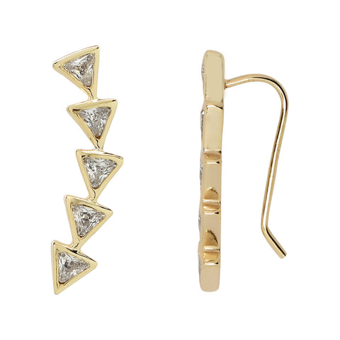 SALE - Curved CZ Multi-Triangle Ear Crawler - Small / Gold / Right - Earrings - Ofina