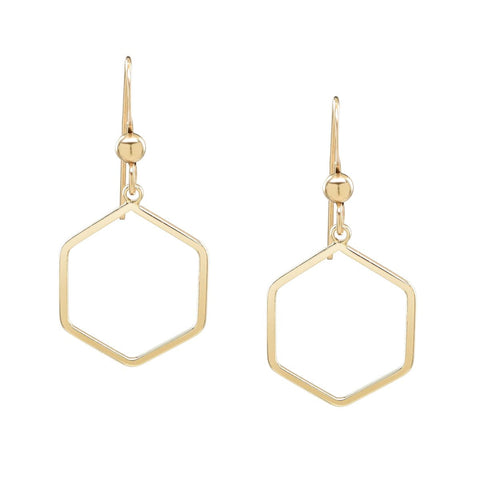 Hexagon Outline Earrings - - Earrings - Ofina