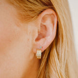 SALE - 10k Solid Gold Triple Thick Huggie Studs - - Earrings - Ofina