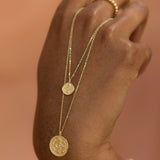 14k Solid Gold Evil Eye Coin Necklace - - Necklaces - Ofina
