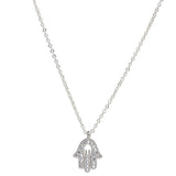 CZ Khamsa Necklace - Silver - Necklaces - Ofina