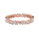Uneven Baguette Eternity Diamond Band Ring - Rose Gold / 5 - Rings - Ofina