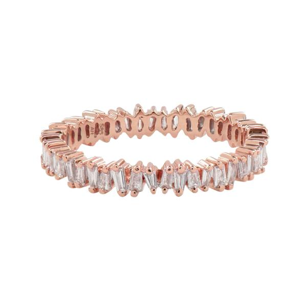 Uneven Baguette Eternity Diamond Band Ring - Rose Gold / 5 - Rings - Ofina