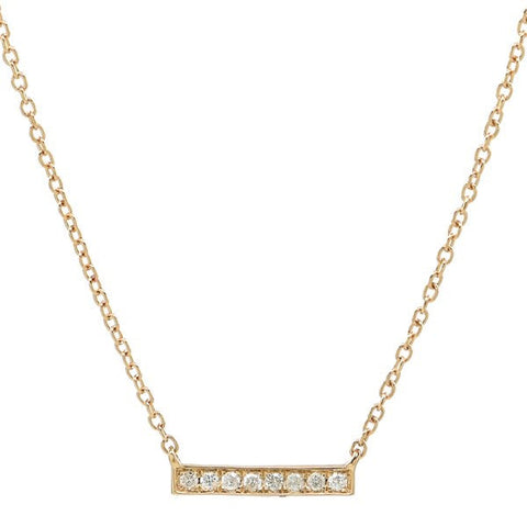 Diamonds Tiny Bar Necklace - Yellow Gold - Necklaces - Ofina