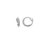 10k Solid Gold Twisted Huggie - White Gold / 5mm - Sold Individually - Earrings - Ofina
