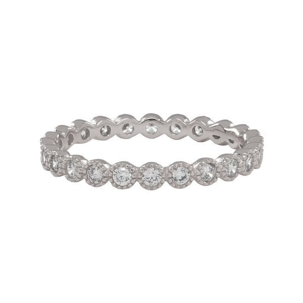 SALE - CZ Scallop Bezel Eternity Ring - Silver / 5 - Rings - Ofina