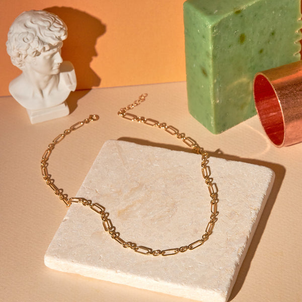 Elongated Oval & Round Link Chain Necklace - - Necklaces - Ofina