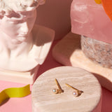 10k Solid Gold CZ / Pearl Studs - - Earrings - Ofina