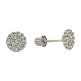 10k Solid Gold CZ Circle Studs - White Gold - Earrings - Ofina