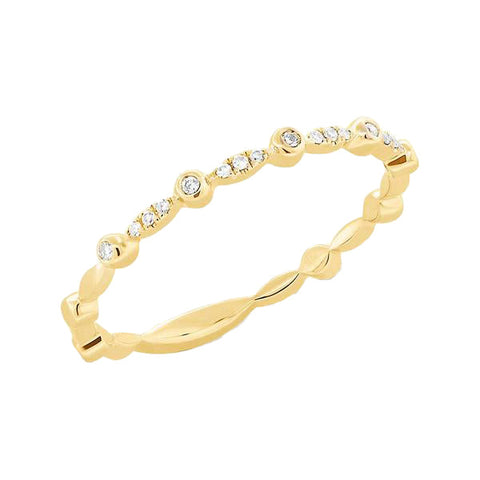 Diamonds Solitaire Pave Half Band - 5 / Yellow Gold - Rings - Ofina