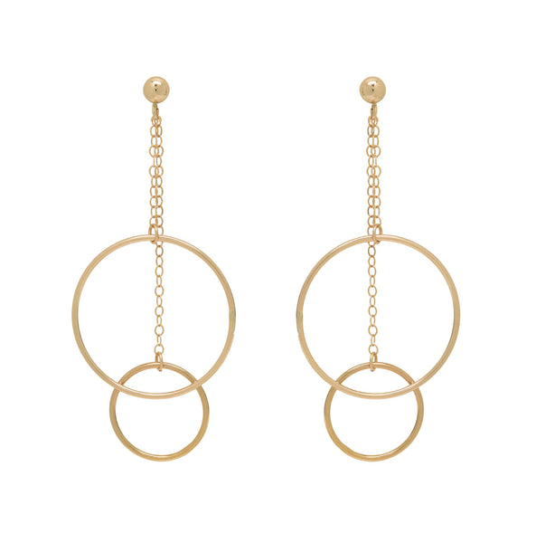 Duo Chain Hoop Studs - - Earrings - Ofina