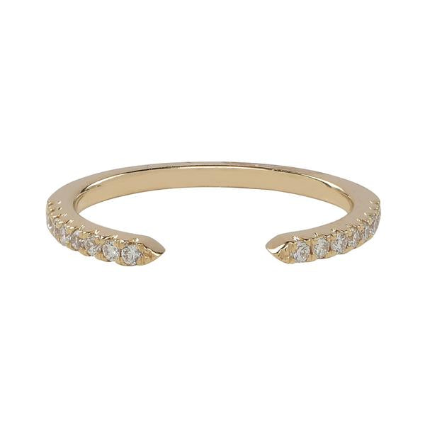Diamonds Pave Cuff Ring - Yellow Gold / 4 - Rings - Ofina