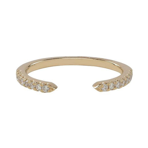 Diamonds Pave Cuff Ring - Yellow Gold / 4 - Rings - Ofina