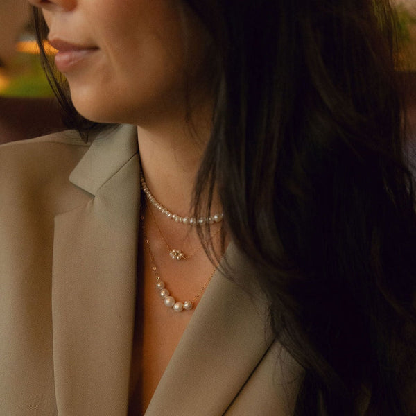 Pearl Cluster Choker Necklace - - Necklaces - Ofina